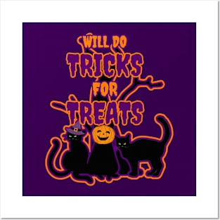 Spooky Cats Will do Tricks for Treats Posters and Art